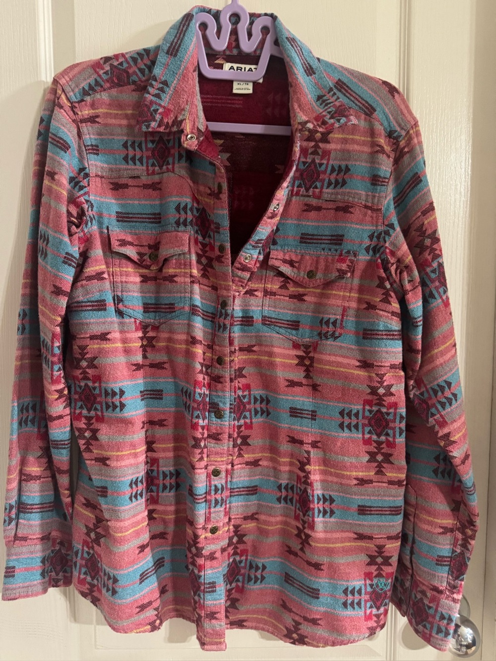 Ariat Men's Pink & Blue Aztec Button-Up Jacket